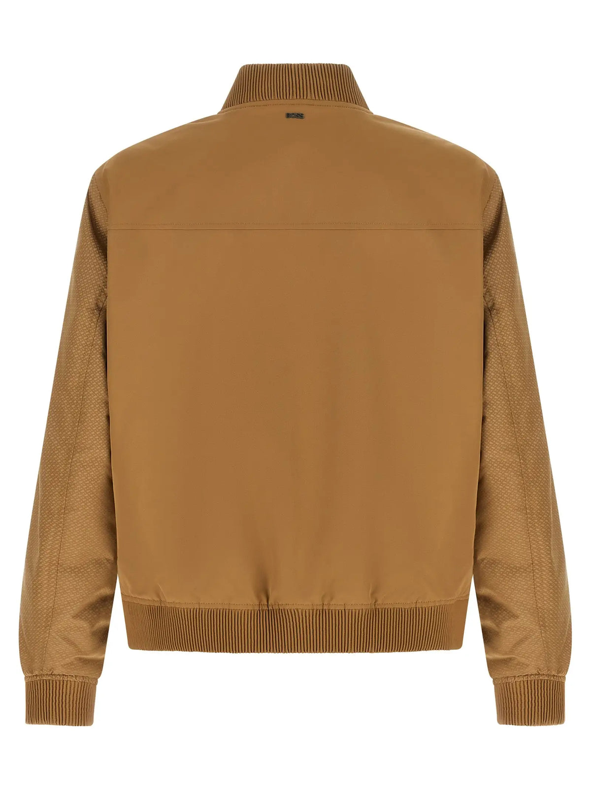 Veste bomber beige hugo boss en polyester avec col, poignets et ourlet en maille côtelée et manches texturées contrastées