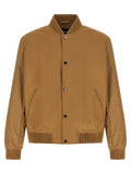 Hugo boss beige bomber en polyester avec manches texturées contrastantes col poignets et taille côtelés boutons noirs
