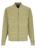 Veste bomber matelassée vert olive clair avec fermeture éclair centrale et poches avant hugo boss bicolor coton