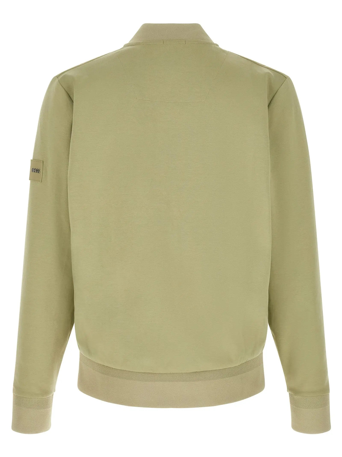 Hugo boss bicolor cotton sweatshirt beige avec finition texturée subtile et poignets côtelés en bord-côte