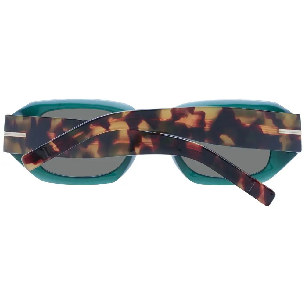 Lunettes de soleil hugo boss bicolor en acétate éco avec motif bleu sarcelle et écaille et monture angulaire moderne