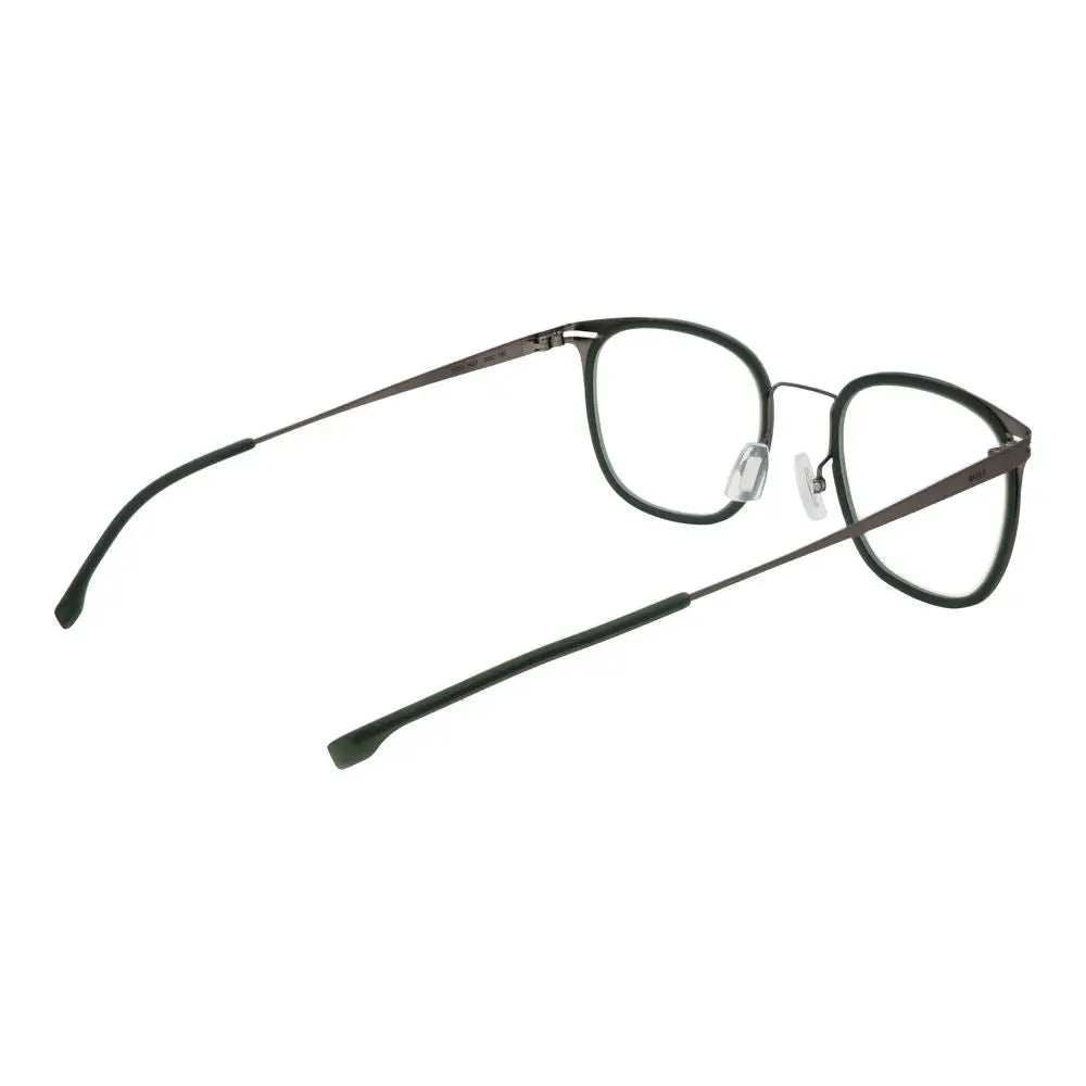 Lunettes hugo boss bicolor en acier inoxydable avec monture rectangulaire gris foncé et branches transparentes