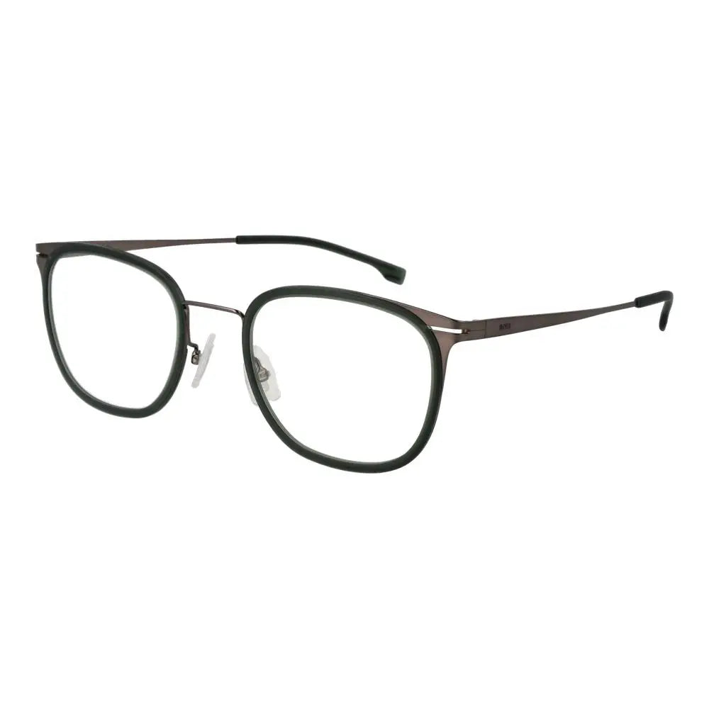 Lunettes rectangulaires hugo boss bicolor en acier inoxydable gris foncé avec monture moderne et élégante