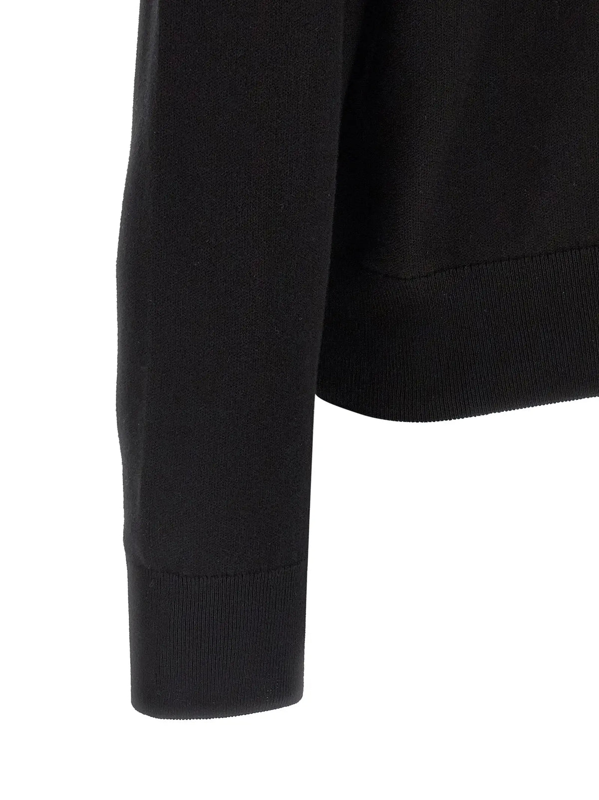 Manche de cardigan hugo boss en coton noir à maille côtelée avec finition lisse et sans coutures