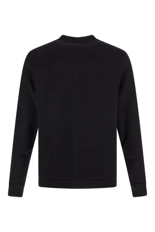 Sweatshirt hugo boss noir en coton avec logo détails, col rond, manches longues et poignets côtelés