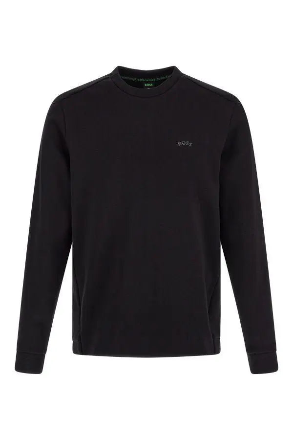 Sweatshirt hugo boss en coton noir à manches longues avec broderie discrète boss sur la poitrine