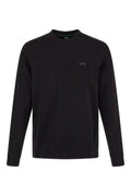 Sweatshirt hugo boss en coton noir à manches longues avec broderie discrète boss sur la poitrine