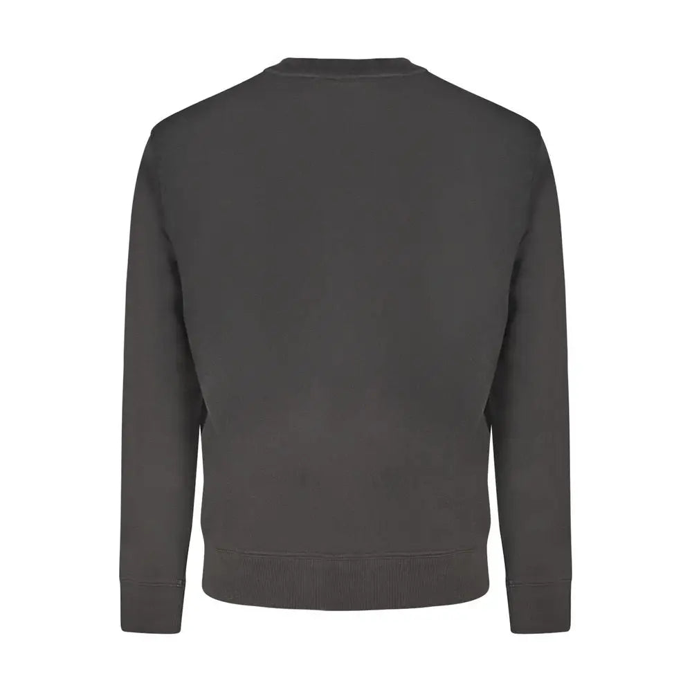 Sweatshirt hugo boss noir en coton pour homme avec col rond gris foncé et poignets et ourlet côtelés