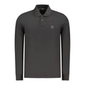 Polo homme hugo boss noir en coton avec manches longues et écusson carré subtil sur la poitrine