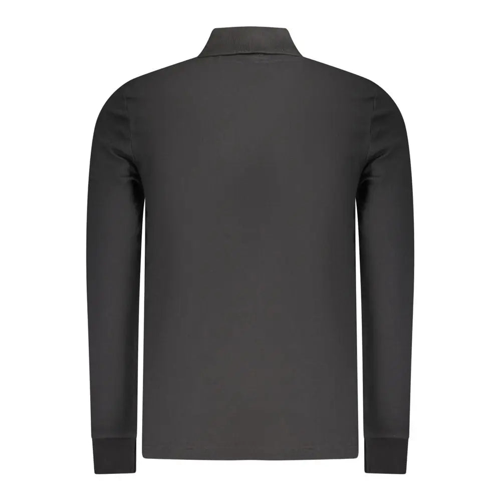 Veste noire à manches longues avec col et finition mate lisse de hugo boss coton homme polo shirt