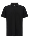 Polo noir hugo boss en coton avec fermeture éclair et finitions blanches discrètes au col et aux manches
