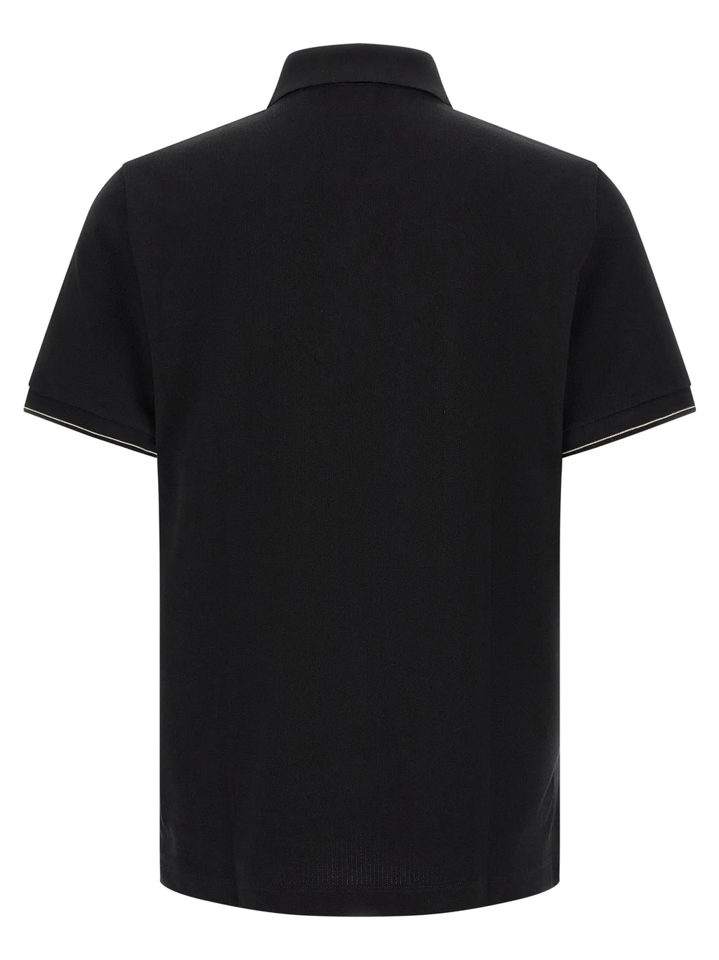 Polo noir en coton Hugo Boss avec manches courtes et bordures blanches au col et aux poignets
