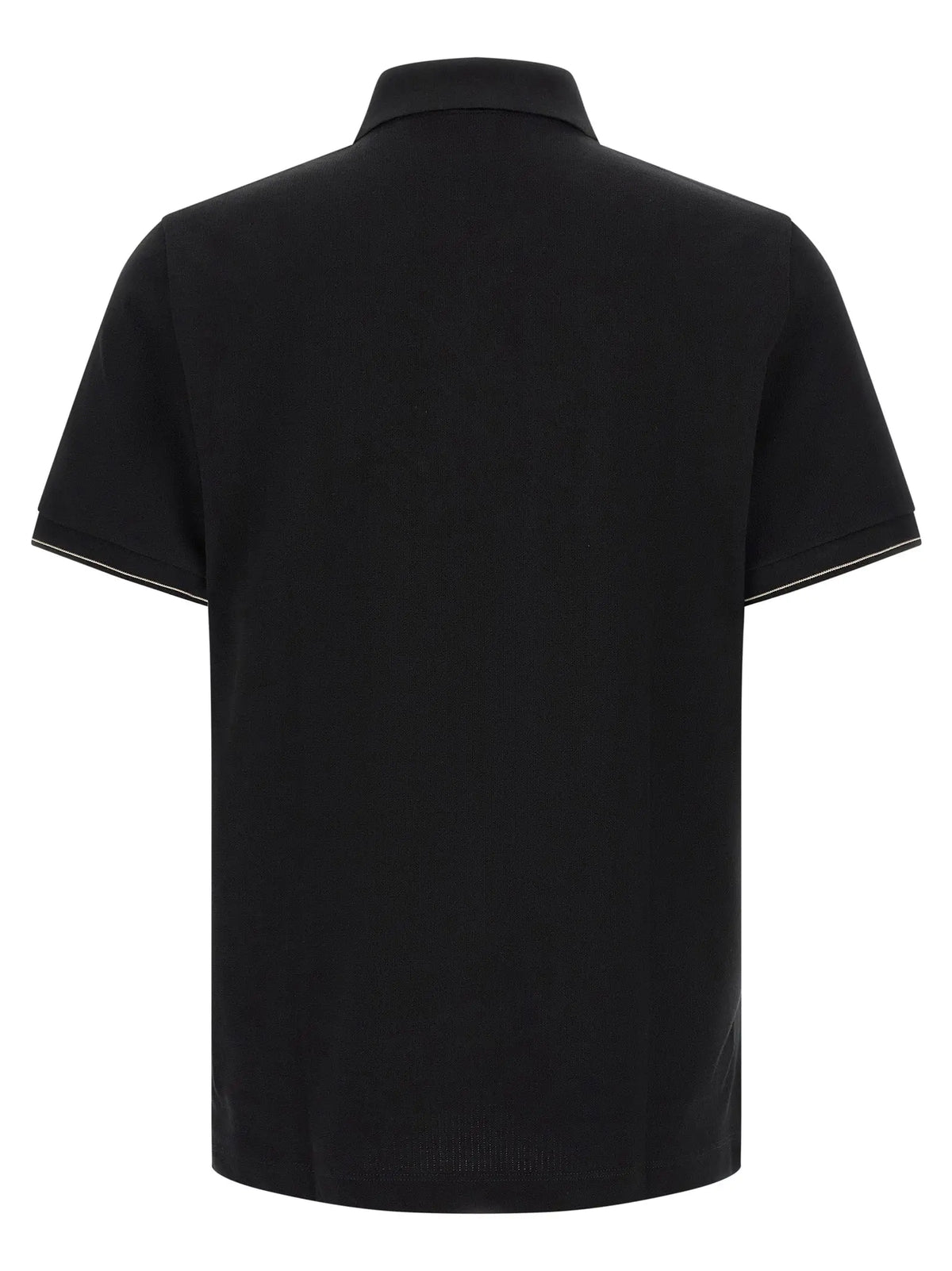 Polo noir en coton Hugo Boss avec manches courtes et bordures blanches au col et aux poignets