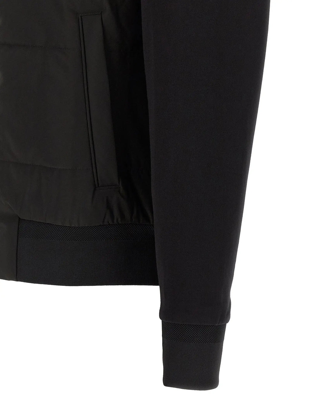 Hugo boss sweatshirt noir en coton avec finition mate lisse et poignets côtelés texturés