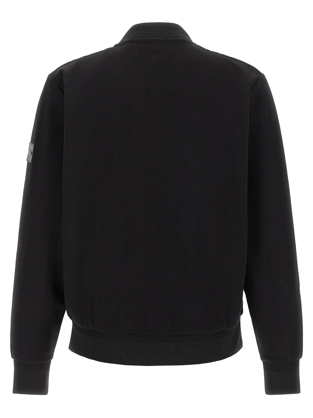 Veste bomber noire hugo boss en coton avec poignets et ourlet côtelés et patch rectangulaire sur la manche gauche