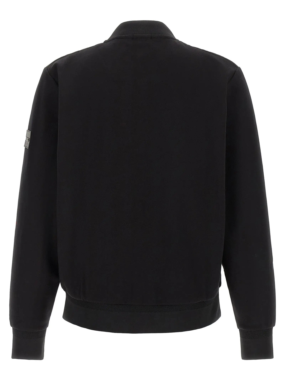 Veste bomber noire hugo boss en coton avec poignets et ourlet côtelés et patch rectangulaire sur la manche gauche