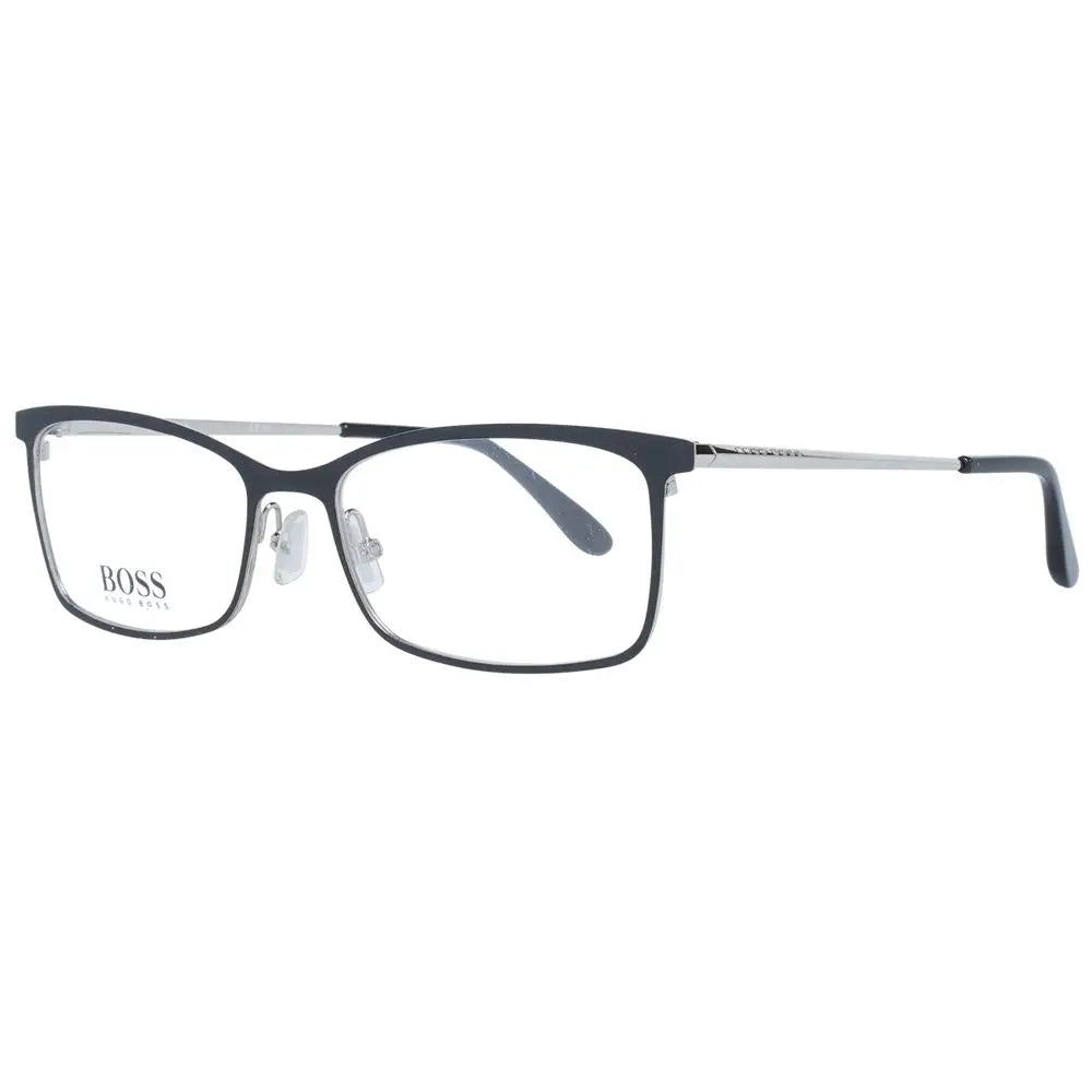 Lunettes hugo boss noires et argentées en métal avec monture rectangulaire