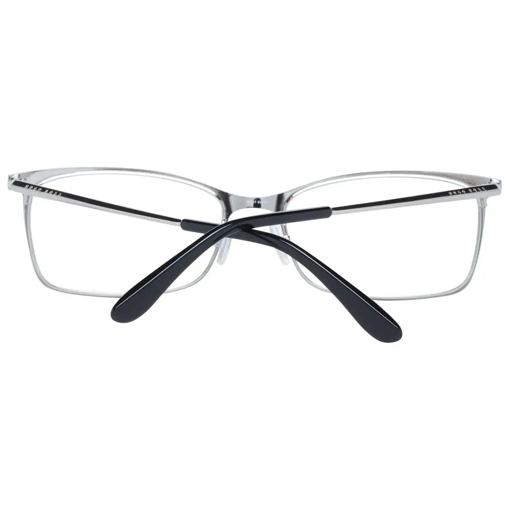 Lunettes hugo boss black en métal argenté avec branches noires et monture rectangulaire