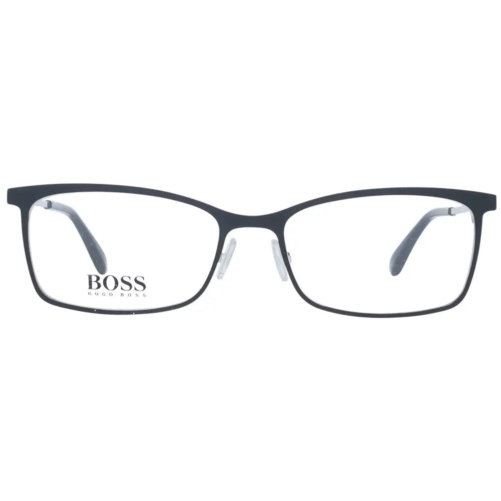 Lunettes hugo boss noires en métal avec monture rectangulaire au design moderne élégant