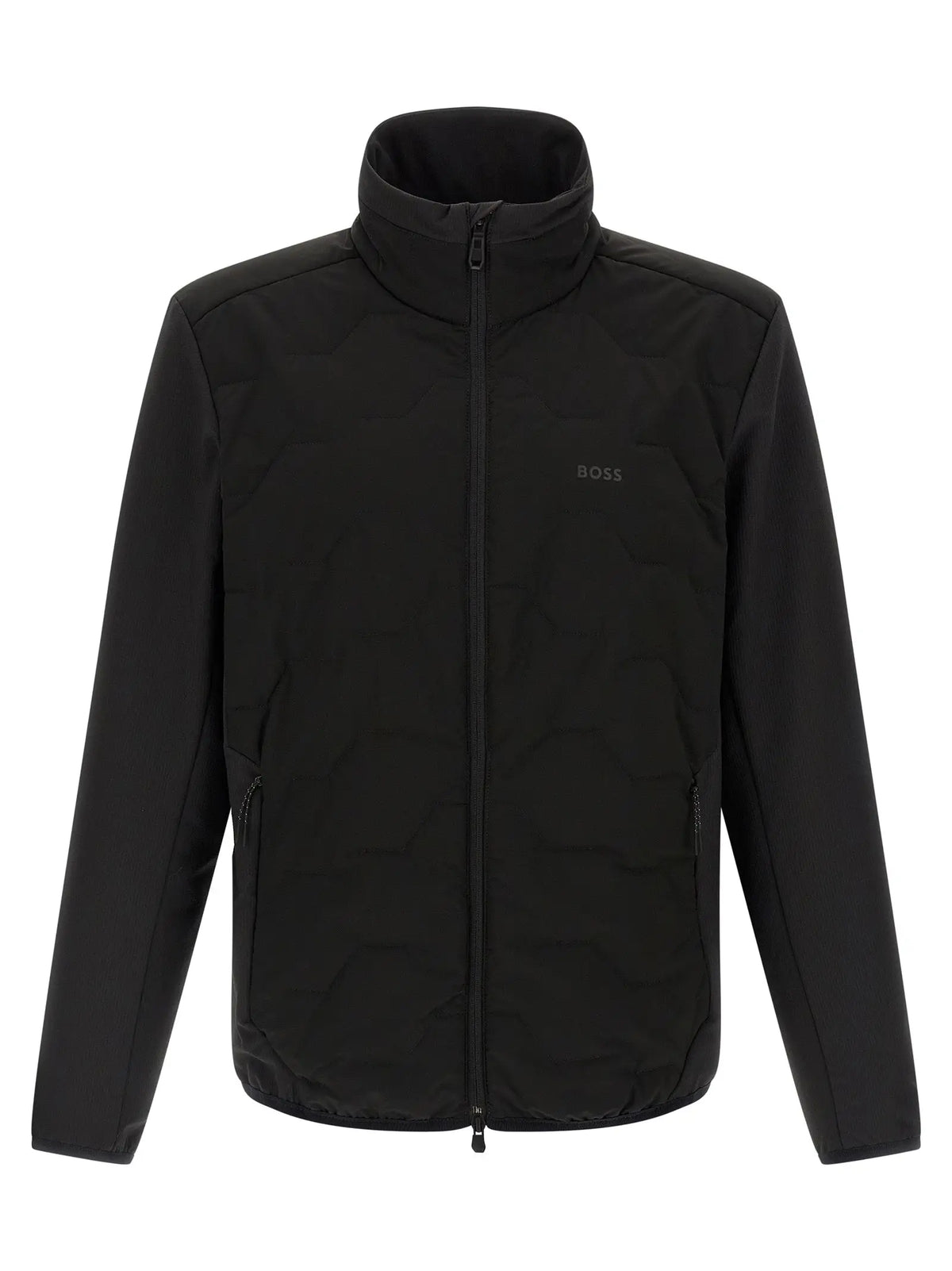 Veste hugo boss noire en polyamide avec col montant et poches zippées en polaire
