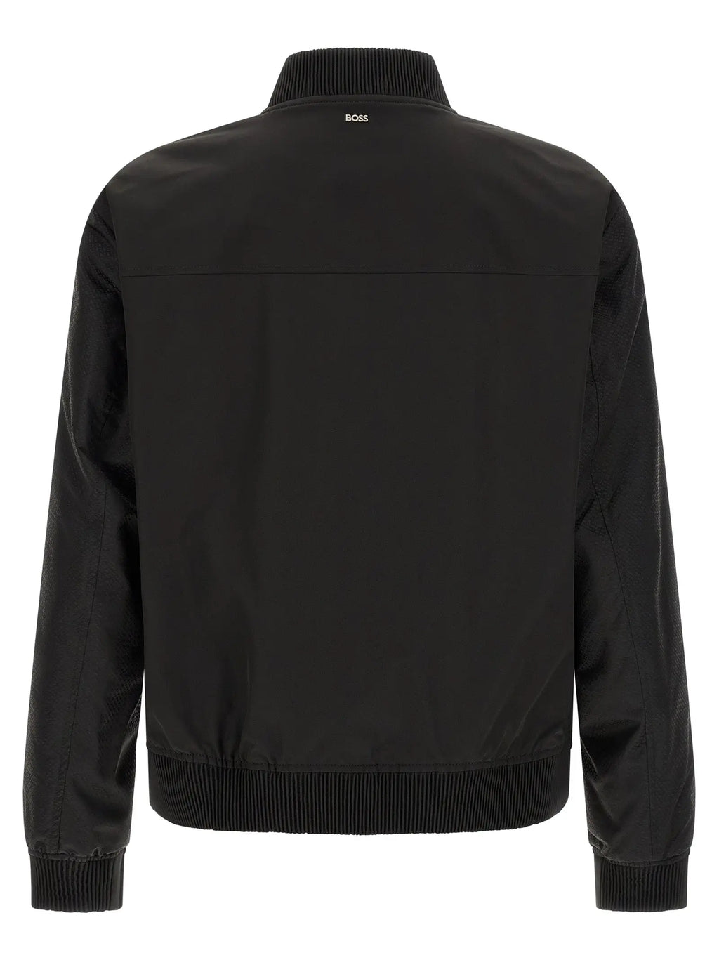 Veste bomber boss noire en polyester avec col et poignets en maille côtelée