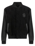 Blouson aviateur hugo boss noir en polyester avec cuir et suède et logo brodé subtil sur la poitrine