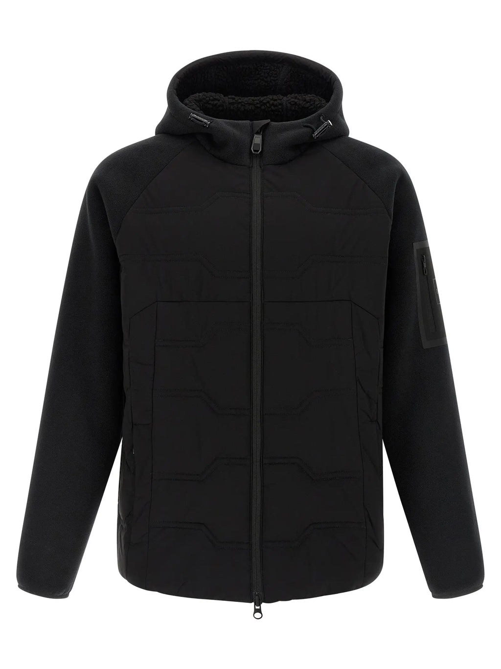 Veste noire hugo boss en polyester avec doublure en polaire douce et panneaux géométriques subtils