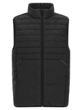 Hugo boss veste sans manches noire en polyester matelassé avec col montant et coutures grises sur les poches