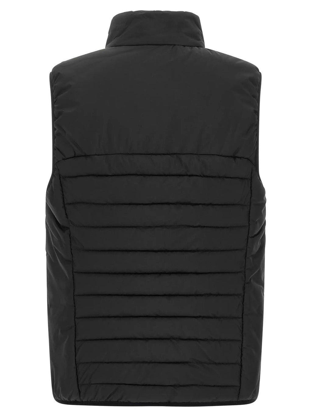 Hugo boss noir veste sans manches matelassée en polyester avec col montant et coutures horizontales