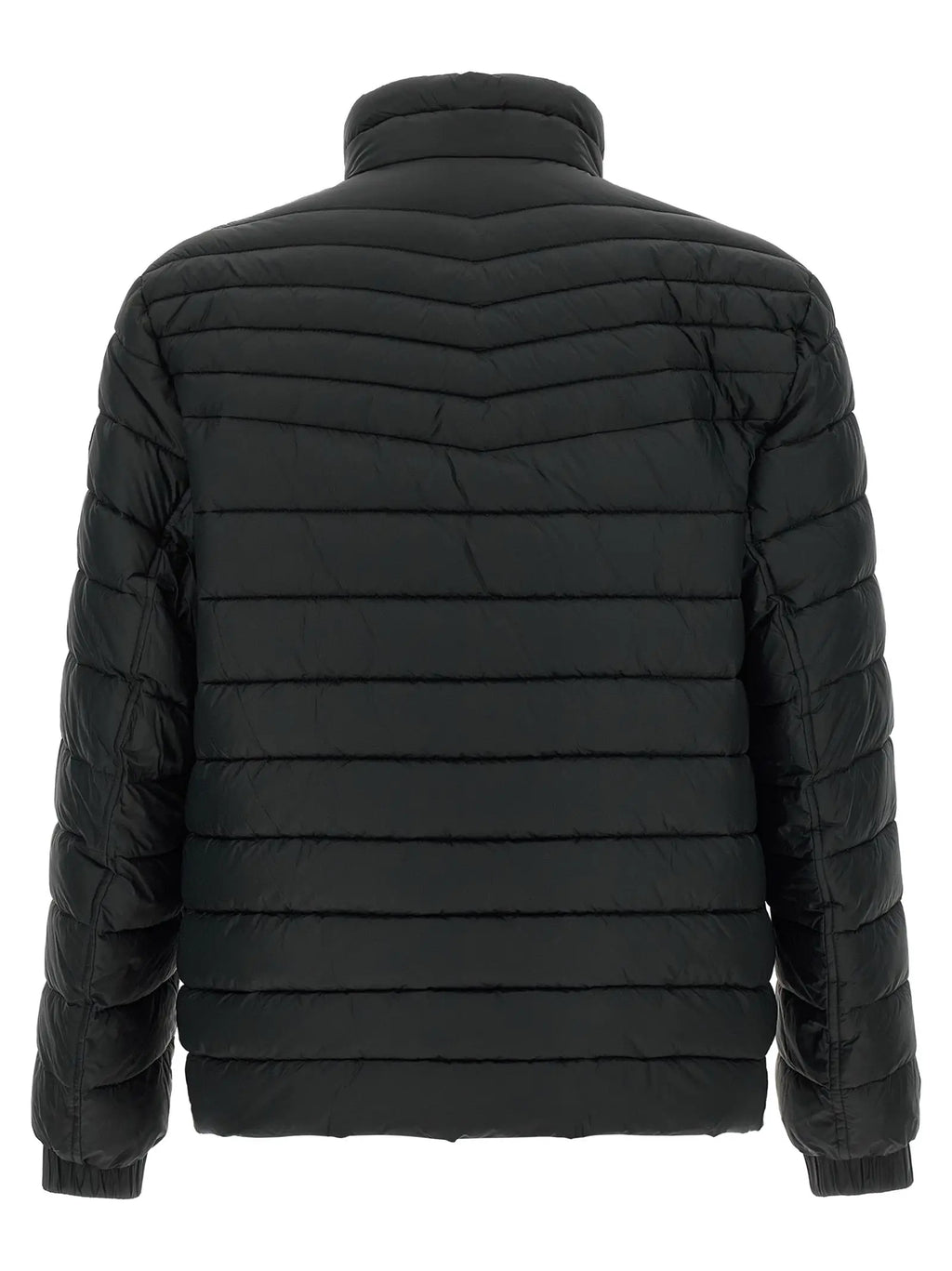 Veste longue noire matelassée en polyamide recyclé hugo boss avec col montant et poignets côtelés
