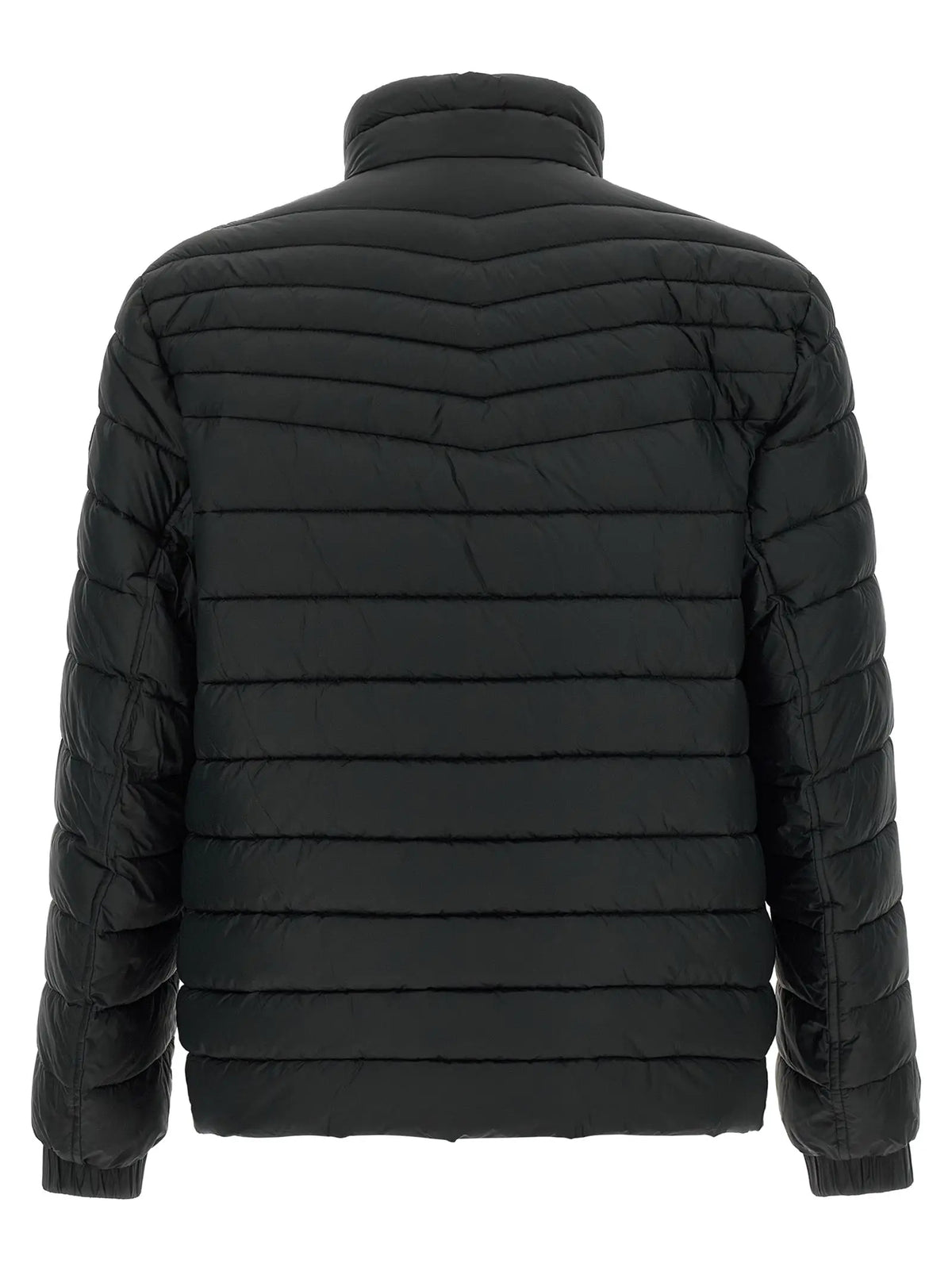 Veste longue noire matelassée en polyamide recyclé hugo boss avec col montant et poignets côtelés