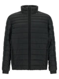 Veste matelassée noire hugo boss en polyamide recyclé avec col montant et fermeture éclair intégrale