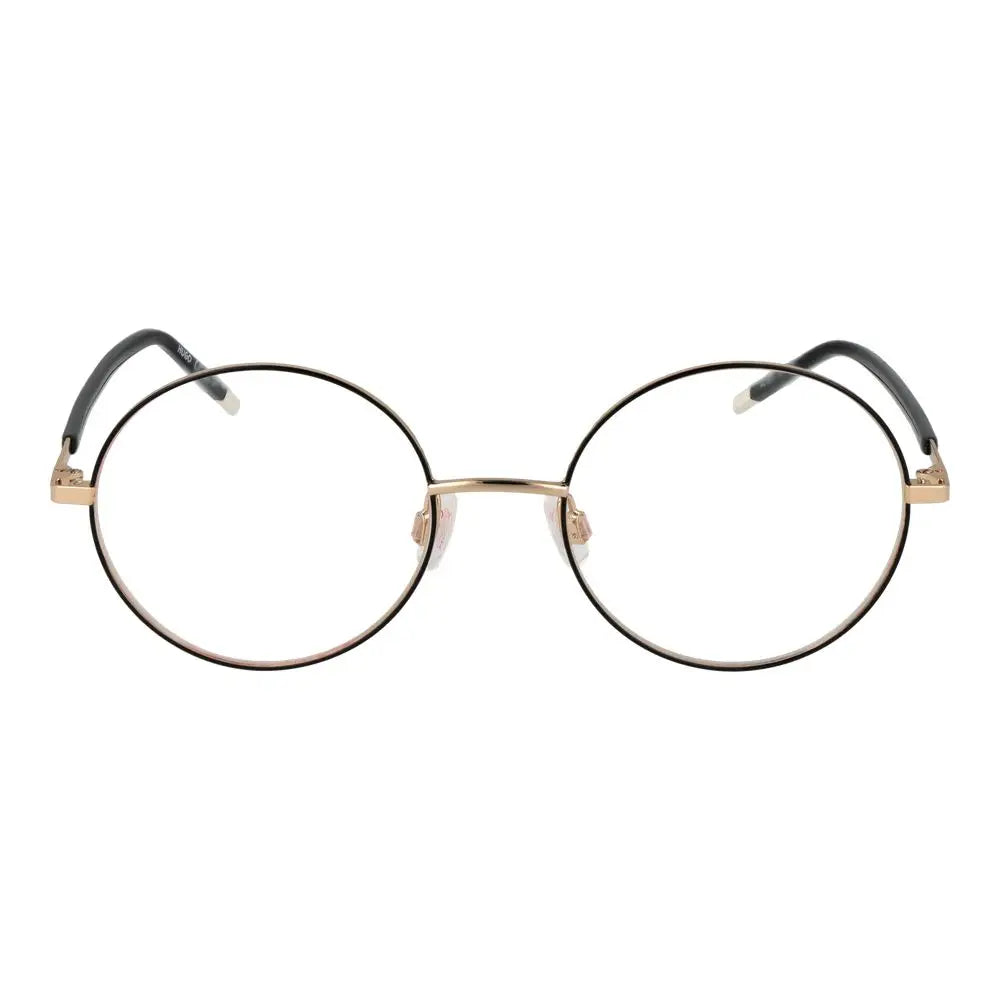 Lunettes hugo boss noires en acier inoxydable avec monture ronde noire et dorée élégante