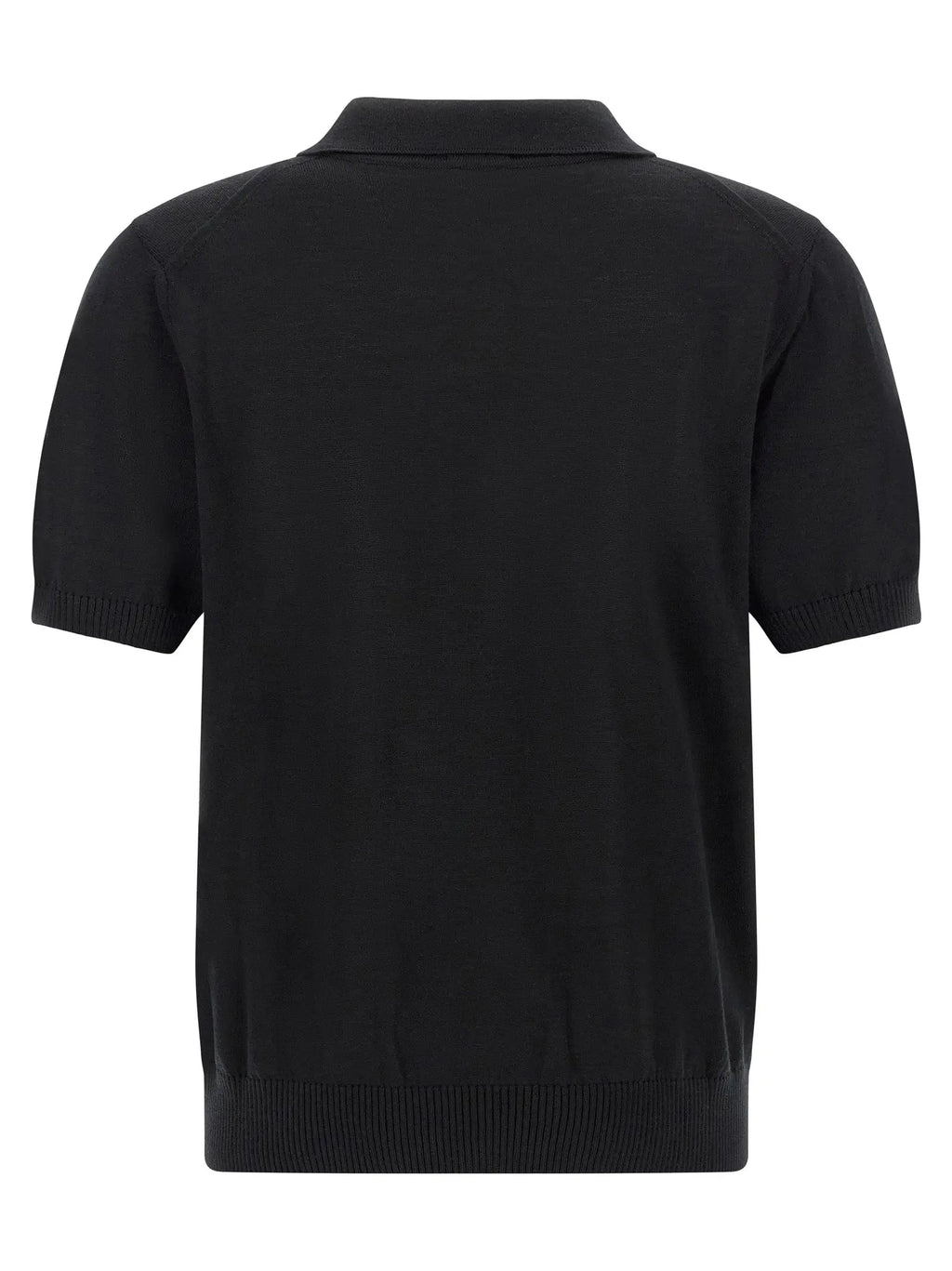 Polo hugo boss noir en laine vierge avec col et manches courts côtelés en maille fine