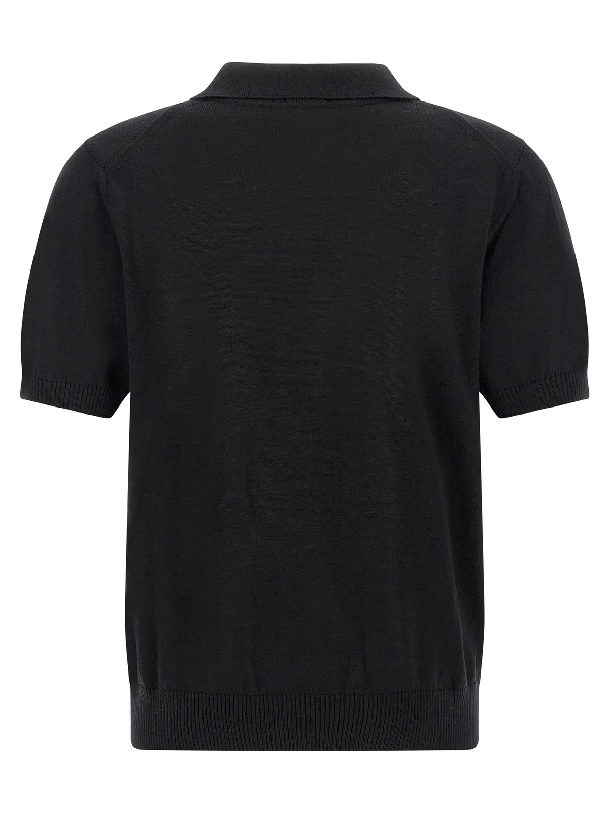 Polo hugo boss noir en laine vierge avec col et manches courts côtelés en maille fine