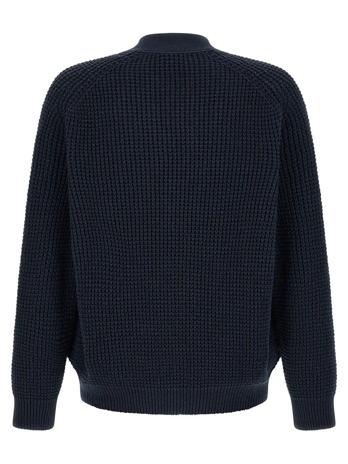 Cardigan en coton bleu hugo boss avec motif gaufré texturé et poignets côtelés en marine foncé