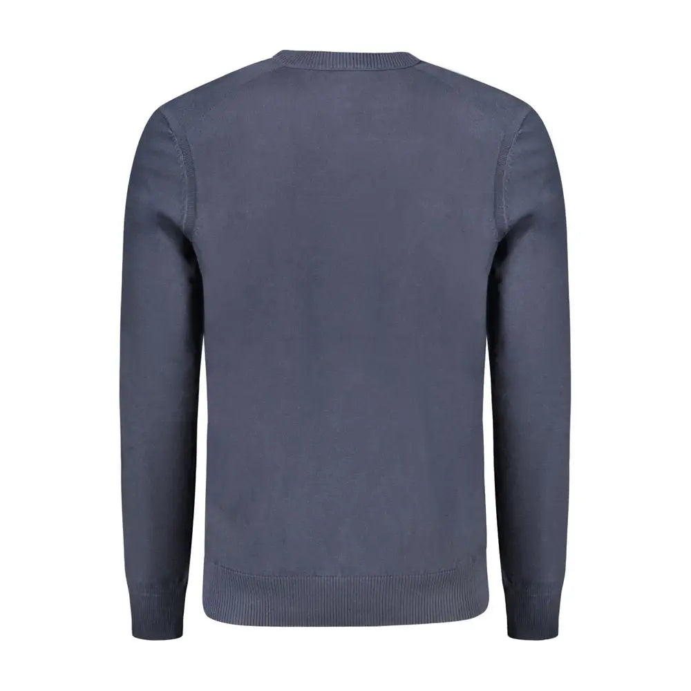 Pull col rond gris foncé en coton hugo boss blue avec poignets et ourlet côtelés manches longues hommes