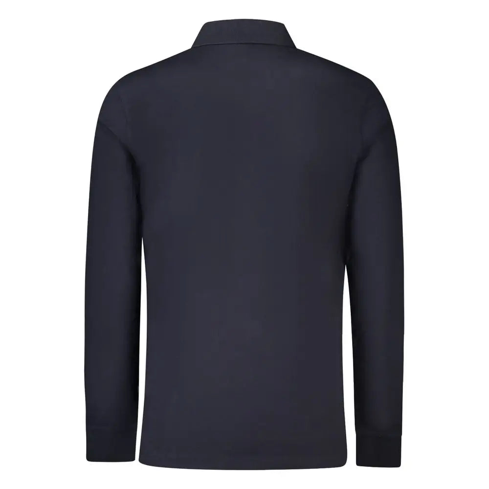 Polo homme hugo boss bleu marine en coton à manches longues avec col classique et poignets côtelés