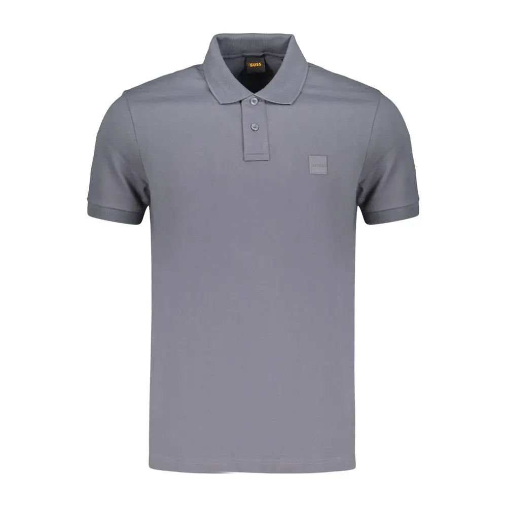 Polo hugo boss blue en coton gris avec col classique et manches courtes avec marquage discret sur la poitrine