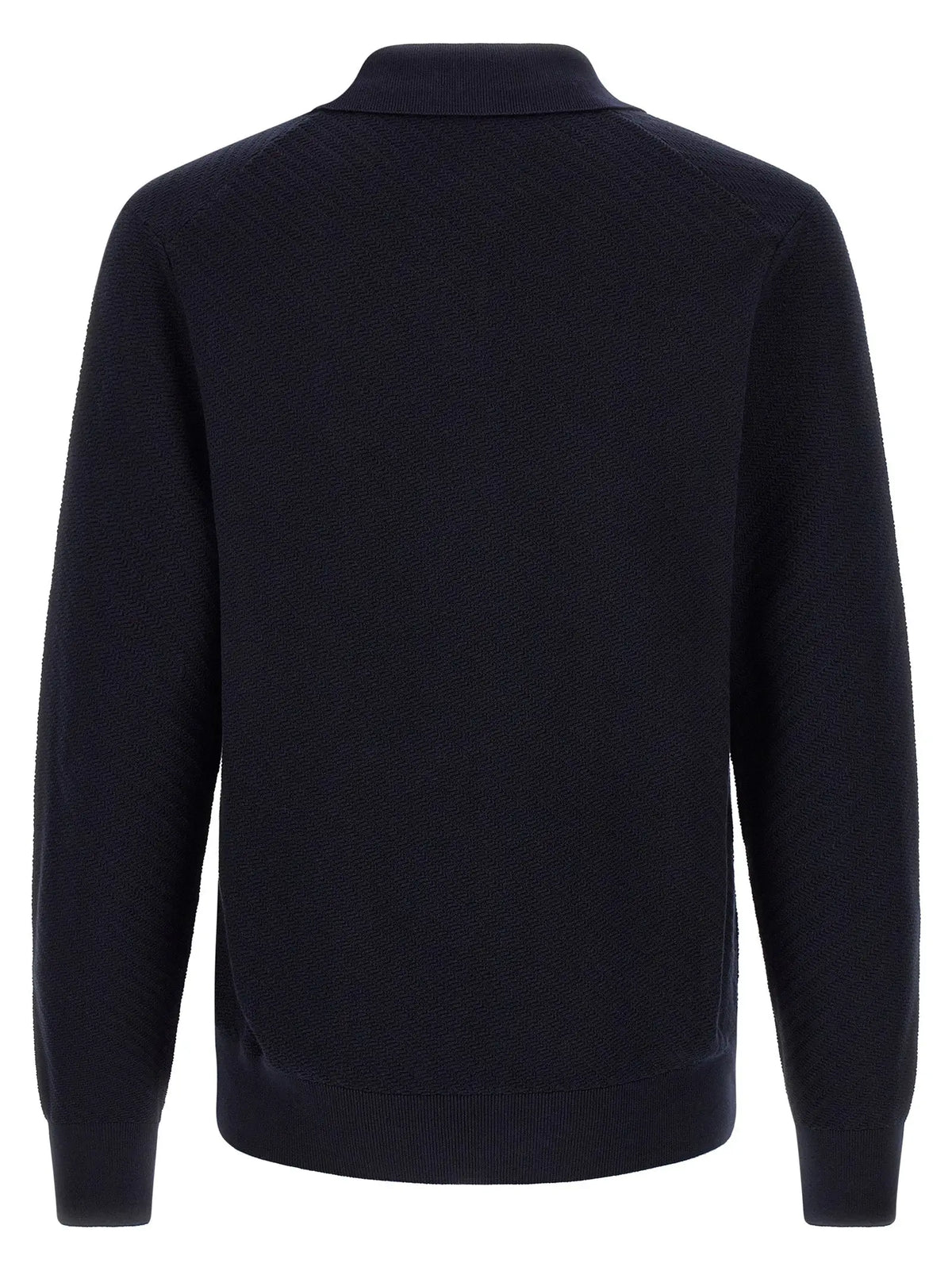 Pull en maille bleu marine foncé avec col, poignets et ourlet côtelés pour homme hugo boss en coton