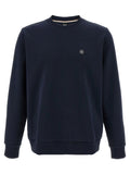 Sweatshirt hugo boss bleu en coton marine avec logo circulaire sur la poitrine gauche en crewneck