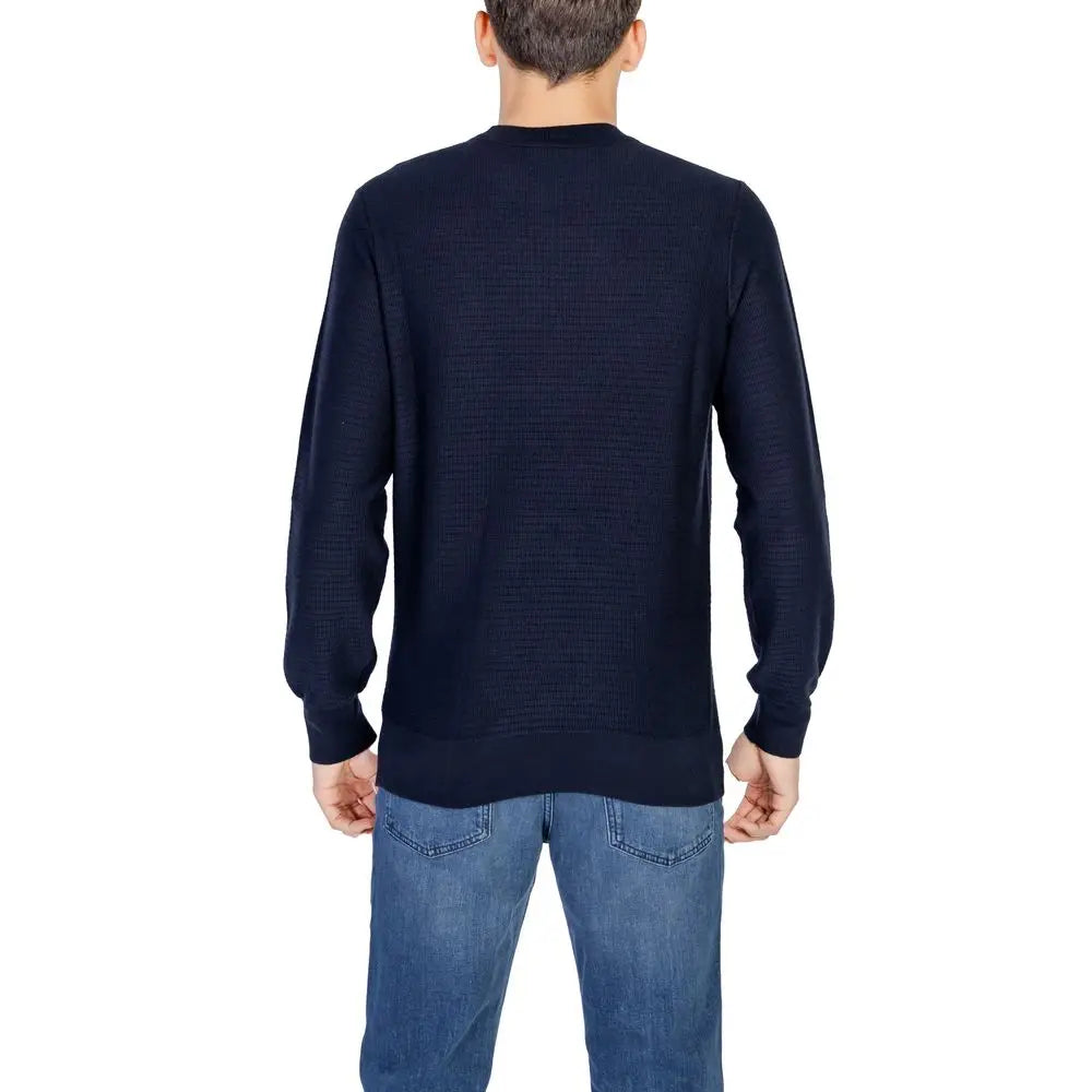 Pull en coton bleu marine texturé de hugo boss avec maille épaisse pour un look casual élégant