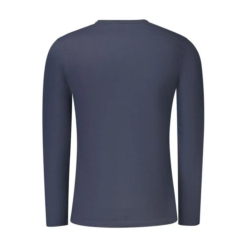 T-shirt hugo boss blue en coton bleu foncé à manches longues avec col rond simple
