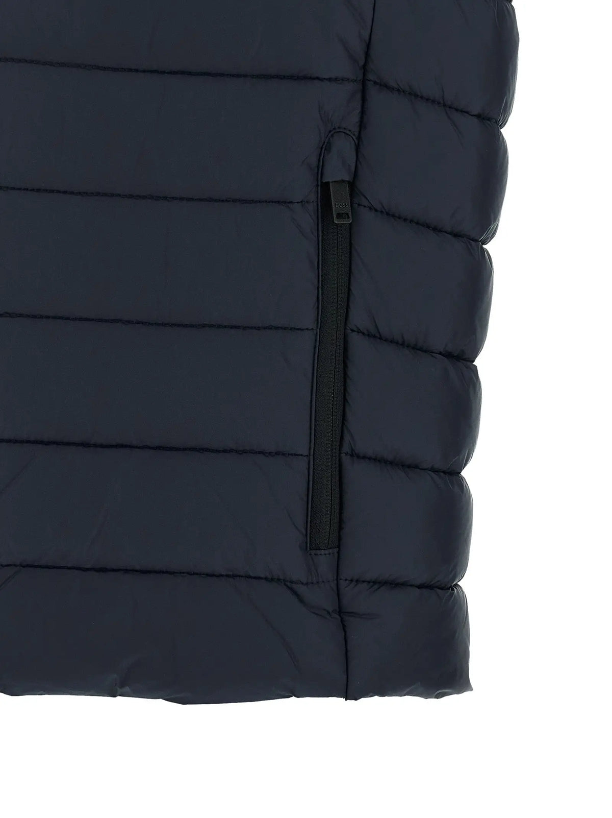 Veste sans manches hugo boss bleu marine matelassée en polyamide recyclé avec tirette de fermeture noire