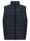 Doudoune sans manches bleu marine hugo boss en polyamide recyclé avec col montant et fermeture éclair noire