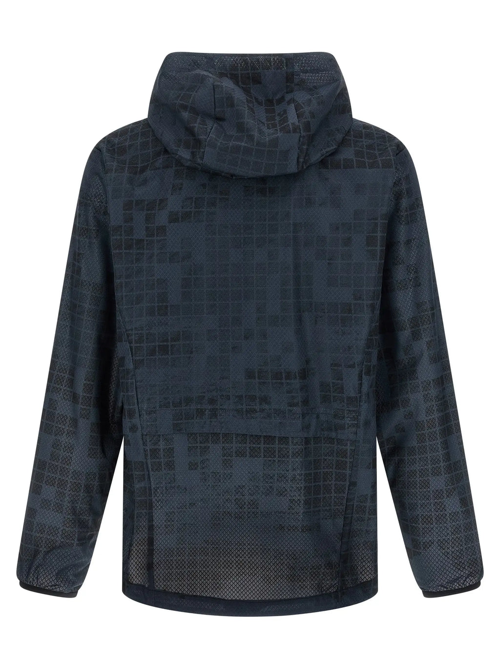 Veste à capuche bleu foncé hugo boss en tissu rubber shell avec motif pixelisé subtil sur le tissu