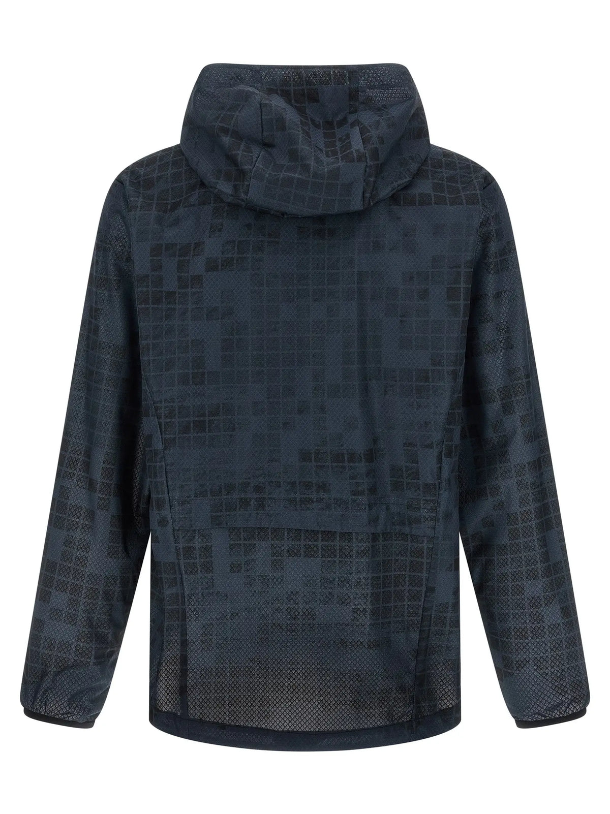 Veste à capuche bleu foncé hugo boss en tissu rubber shell avec motif pixelisé subtil sur le tissu