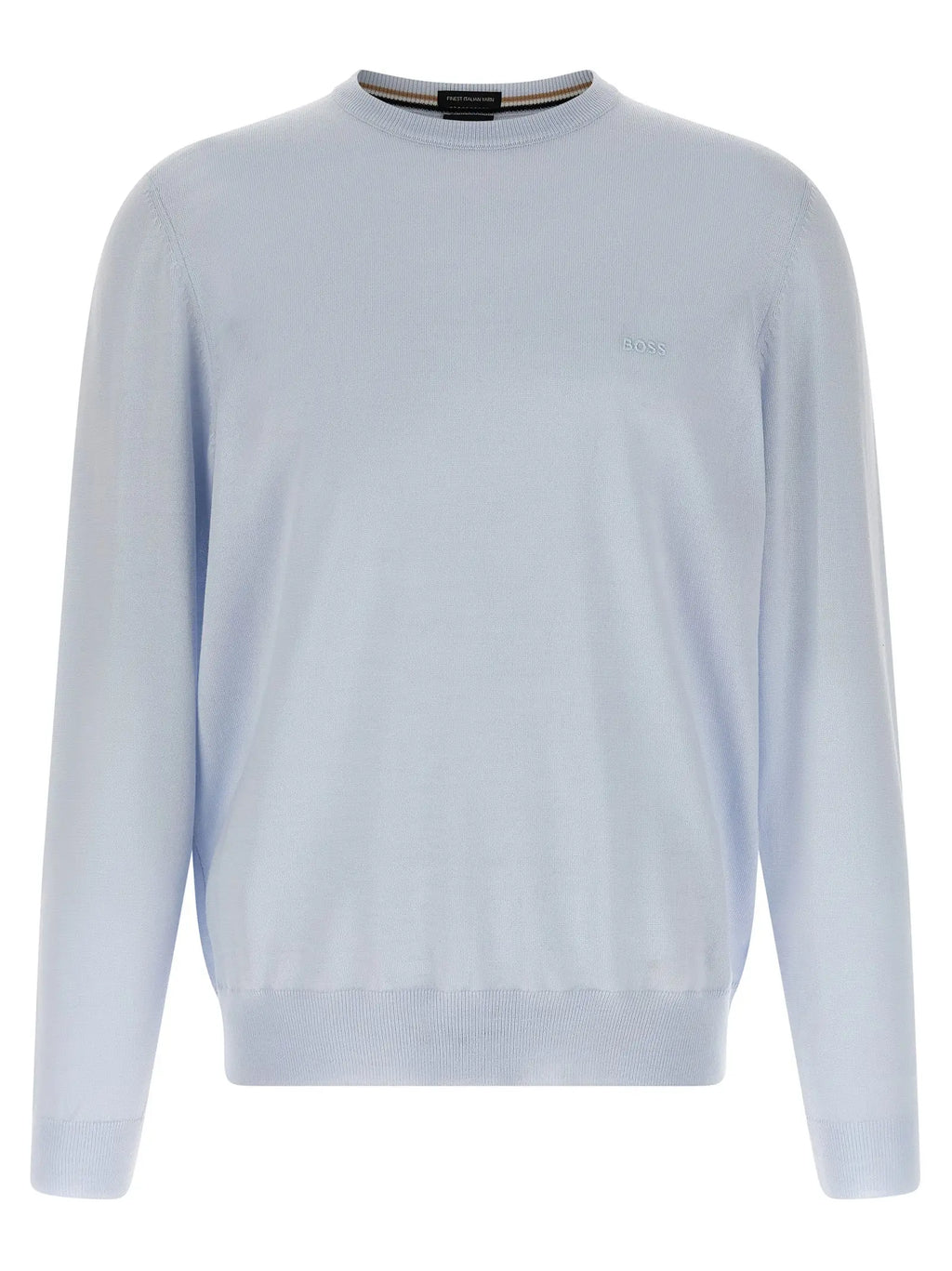 Cardigan hugo boss bleu en laine vierge avec logo brodé subtil et poignets côtelés style col rond