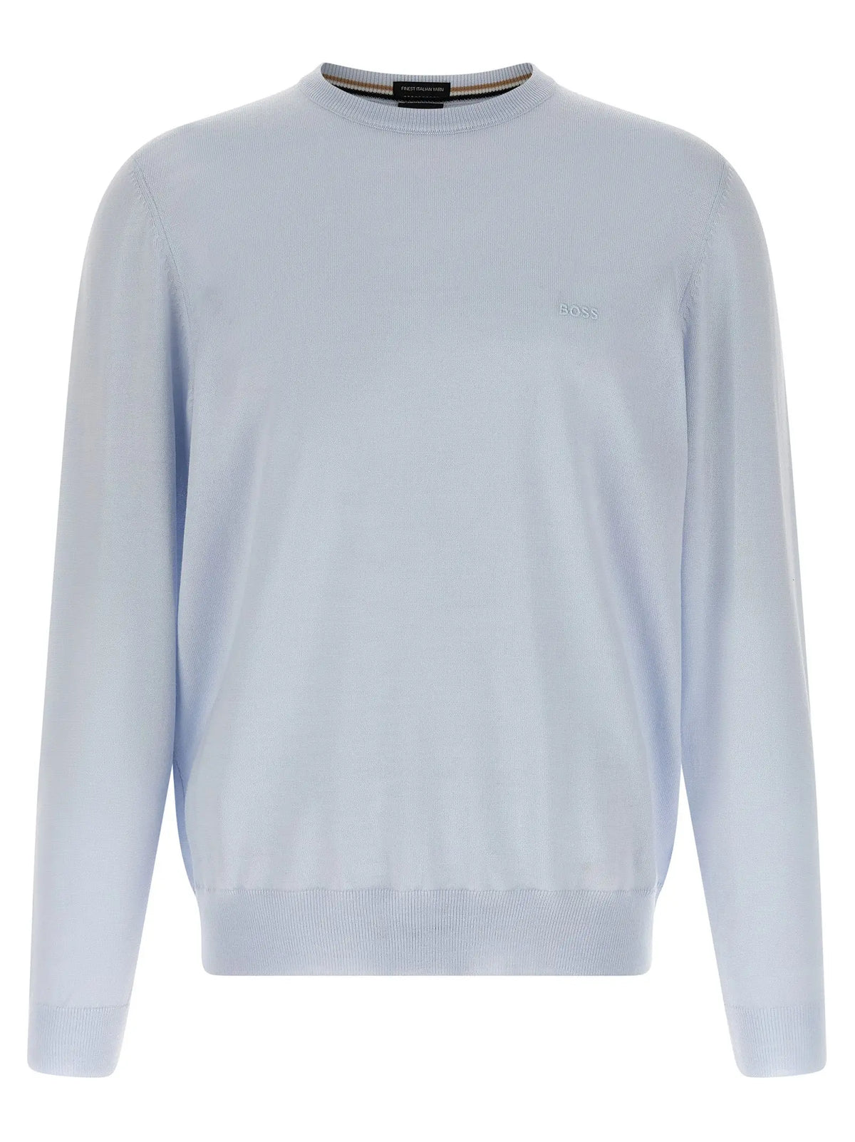 Cardigan hugo boss bleu en laine vierge avec logo brodé subtil et poignets côtelés style col rond