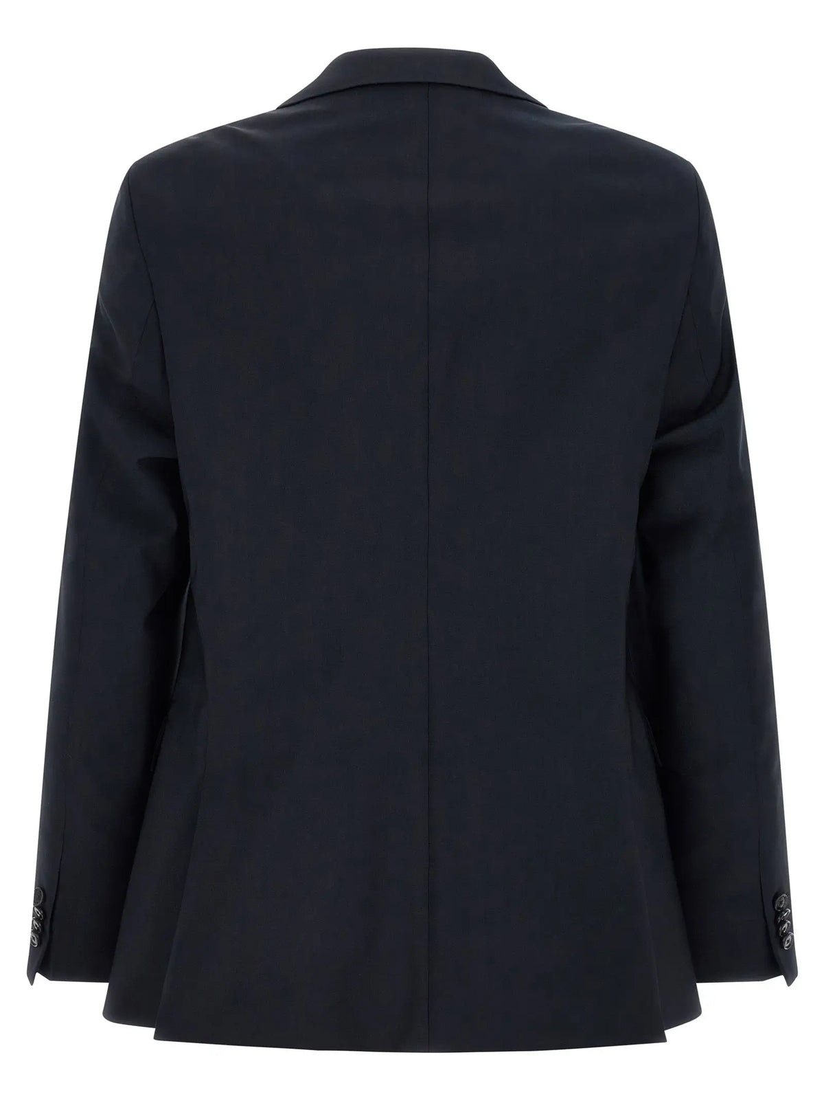 Blazer noir ajusté vue de dos avec dos structuré et coutures subtiles en laine vierge hugo boss bleu